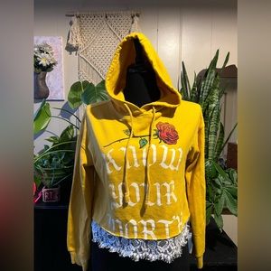 Gold rush cropped hoodie. Size Medium.